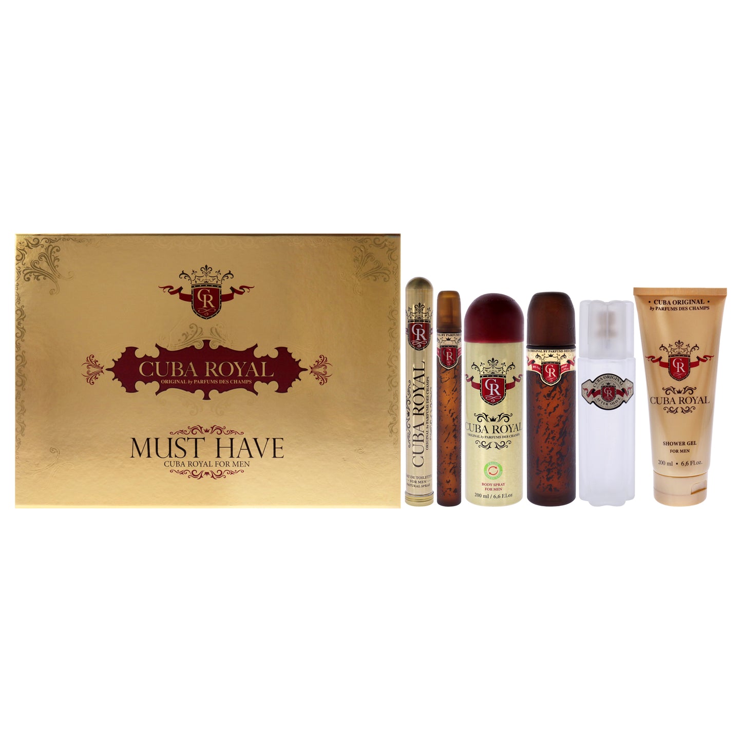 Cuba Royal by Cuba for Men - 5 Pc Gift Set 3.3oz EDT Spray, 1.17oz EDT Spray, 6.6oz Shower Gel, 3.3oz After Shave, 6.6oz Body Spray