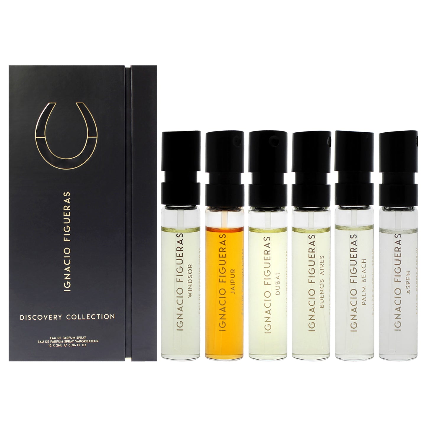 Ignacio Figuras Discovery by Ignacio Figueras for Unisex - 12 Pc Mini Gift Set 2 x 0.06oz Winsor EDP Spray, 2 x 0.06oz Jaipur EDP Spray, 2 x 0.06oz Dubai EDP Spray, 2 x 0.06oz Buenos Aires EDP Spray, 2 x 0.06oz Palm Beach EDP Spray, 2 x 0.06oz Aspen EDP S