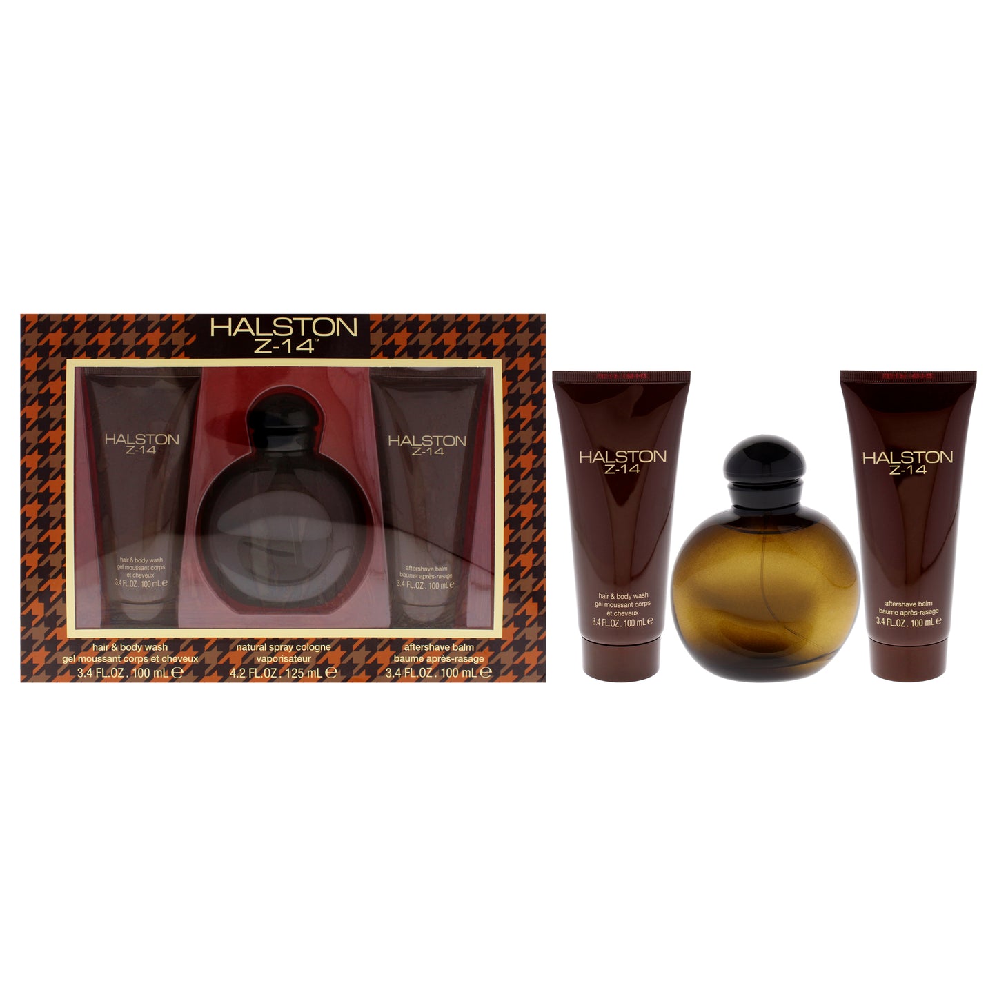 Halston Z-14 by Halston for Men - 2 Pc Gift Set 4.2oz Cologne Spray, 3.4oz After Shave Balm, 3.4oz Hair and Body Wash