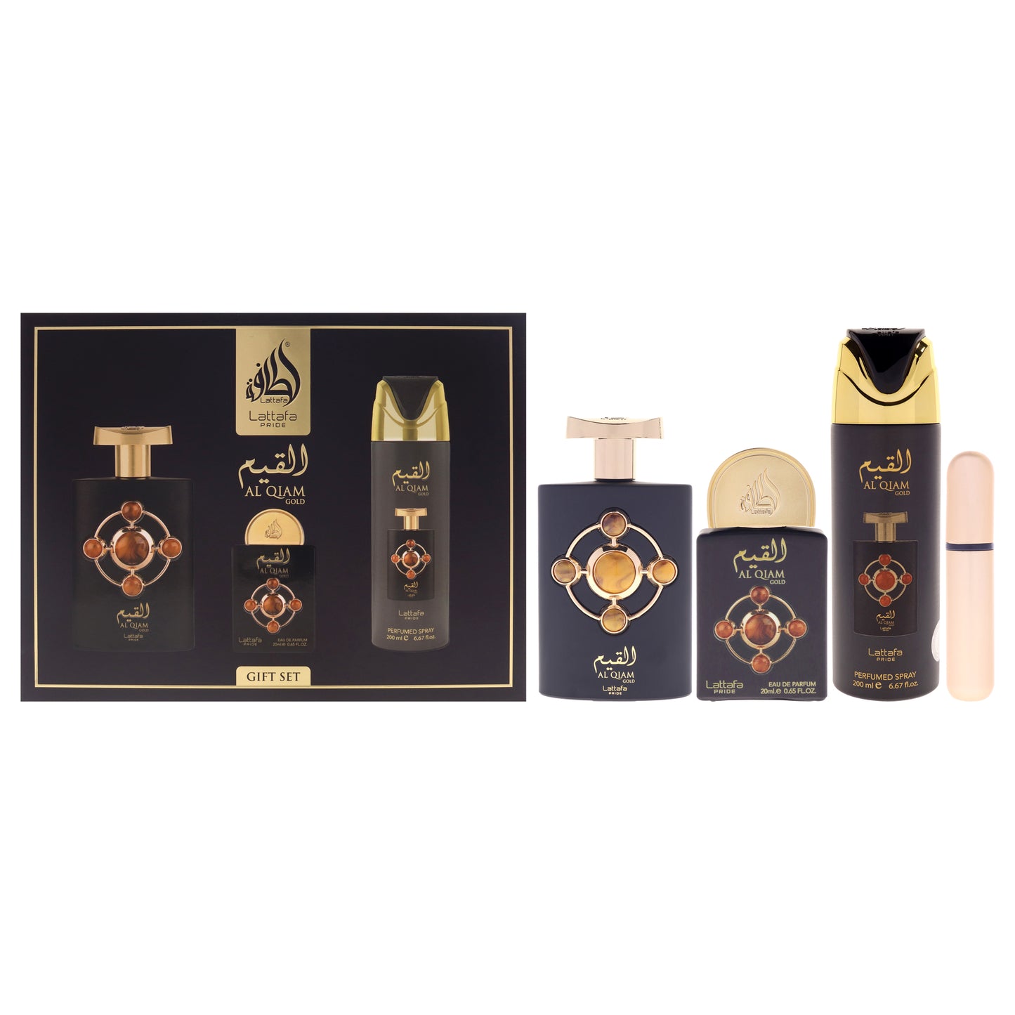 Pride - Al Qiam Gold by Lattafa for Women - 3 Pc Gift Set 3.4oz EDP Spray, 0.67oz EDP Spray, 6.67oz Perfumed Body Spray