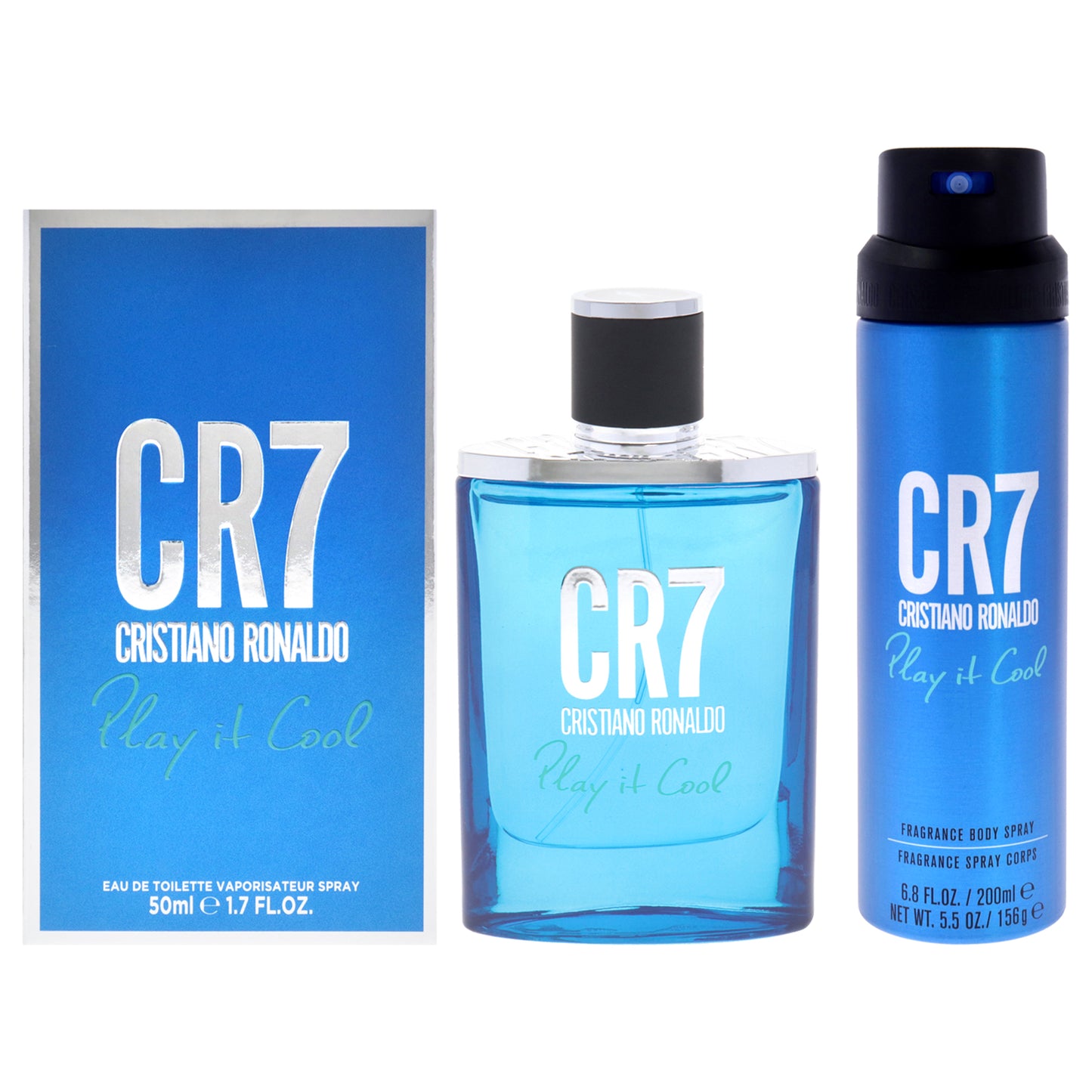 CR7 Play It Cool Kit by Cristiano Ronaldo for Men - 2 Pc Kit 1.7oz EDT Spray, 6.8oz Body Spray