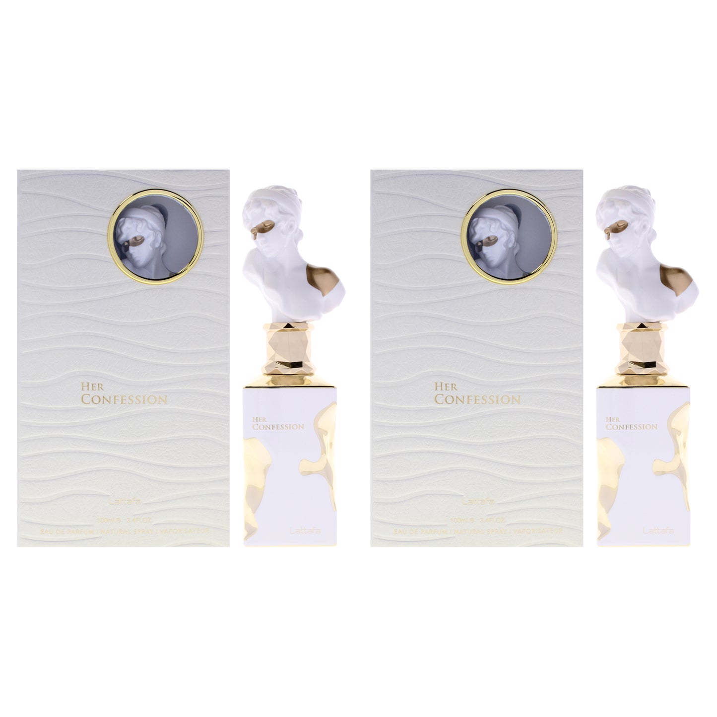 Confession Kit by Lattafa for Unisex - 2 Pc Kit 3.4oz His Confession EDP Spray, 3.4oz Her Confession EDP Spray