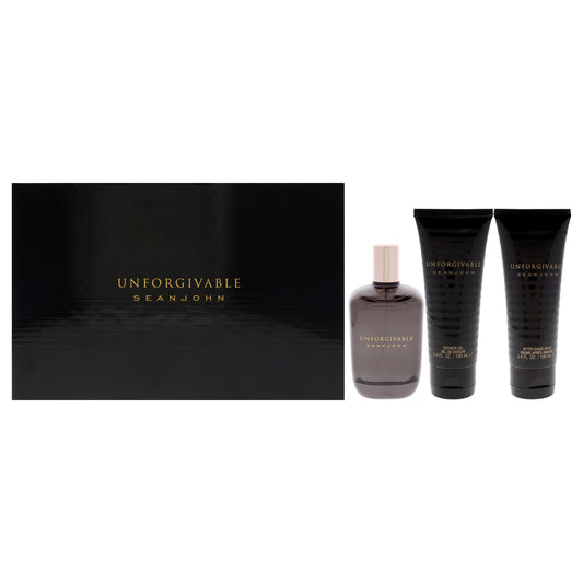 Unforgivable by Sean John for Men - 3 Pc Gift Set 4.2oz EDT Spray, 3.4oz Shower Gel, 3.4oz After Shave Balm