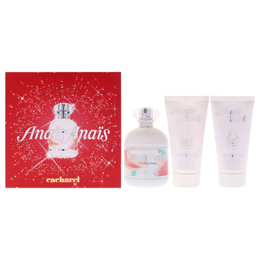 Anais Anais by Cacharel for Women - 3 Pc Gift Set 3.4oz EDT Spray, 2 x 1.7oz Body Lotion