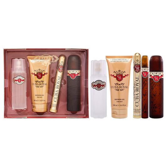 Cuba Royal by Cuba for Men - 4 Pc Gift Set 3.3oz EDT Spray, 1.17oz EDT Spray, 3.3oz After Shave, 6.7oz Shower Gel