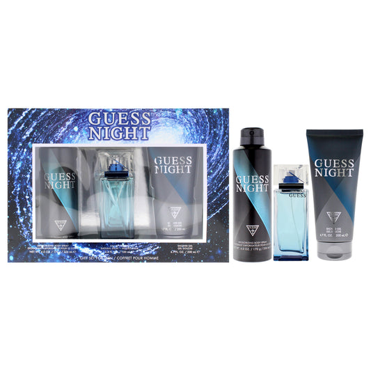 Guess Night by Guess for Men - 3 Pc Gift Set 3.4oz EDT Spray , 6.0oz Deodorizing Spray, 6.7oz Shower Gel