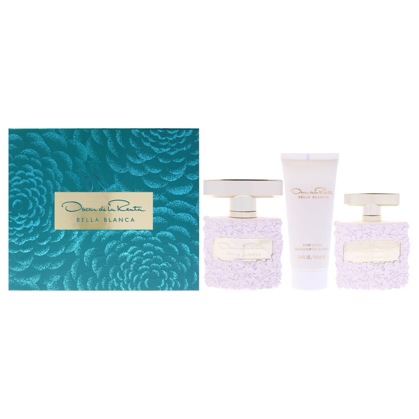 Bella Blanca by Oscar De La Renta for Women - 3 Pc Gift Set 3.4oz EDP Spray, 1oz EDP Spray, 3.4oz Body Lotion