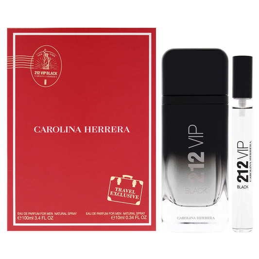 212 VIP Black by Carolina Herrera for Men - 2 Pc Gift Set 3.4oz EDP Spray, 0.34oz EDP Spray (Mini)