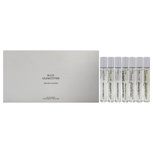 Seven Facets by NCP for Unisex - 7 x 10 ml 101 Clementine and Violet flower EDP Spray, 201 Apple and Driftwood EDP Spray, 301 Jasmine and Sandalwood EDP Spray, 401 Lavender and Juniper EDP Spray, 501 Iris and Vanilla EDP Spray, 601 Amber and Gaiacwood EDP