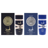 Lattafa Kit by Lattafa for Men - 2 Pc Kit 3.4oz Asad EDP Spray, 3.4oz Asad Zanzibar EDP Spray
