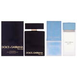 Dolce and Gabbana Kit by Dolce and Gabbana for Unisex - 2 Pc Kit 3.3oz The One Intense EDP Spray, 3.3oz Light Blue EDT Spray